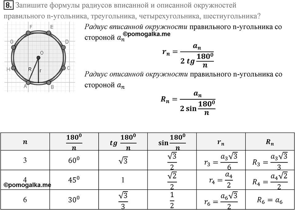 §6. Правильные многоугольники и их свойства. Вопросы к параграфу §6 Номер 8 — решение 1