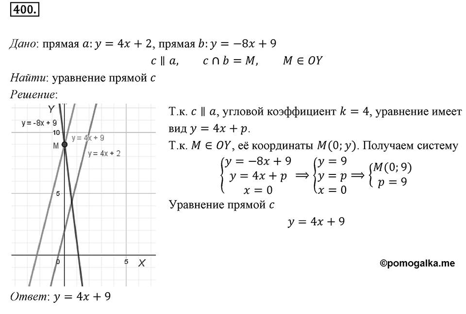 §11. Угловой коэффициент прямой. Номер №400 — решение 1