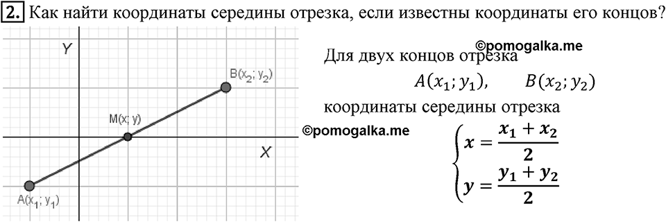 §8. Расстояние между двумя точками с заданными координатами. Координаты середины отрезка. Вопросы к параграфу §8 Номер 2 — решение 1