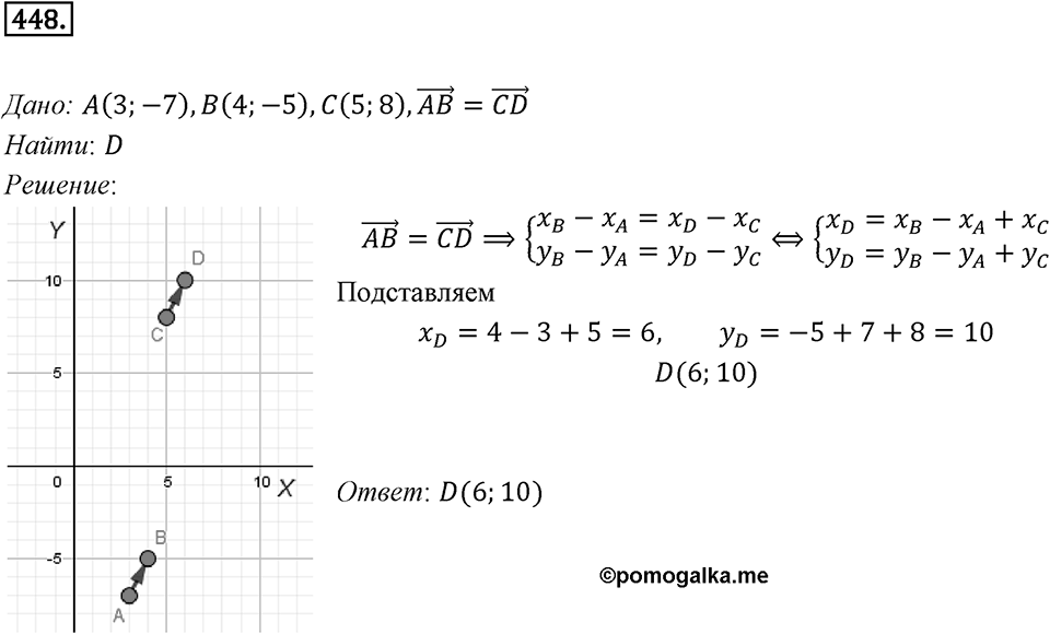 §13. Координаты вектора. Номер №448 — решение 1