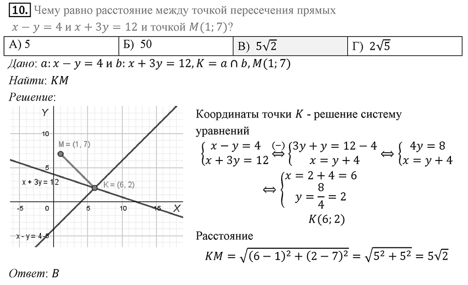 §11. Угловой коэффициент прямой. Задание 3 Проверь себя Номер 10 — решение 1