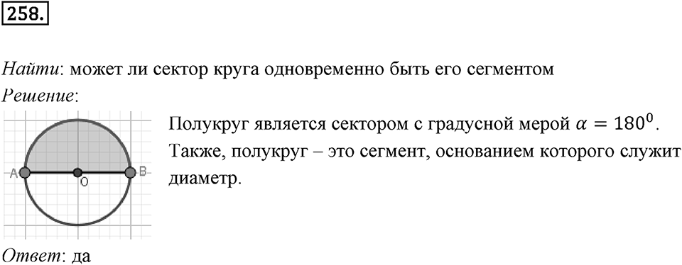§7. Длина окружности. Площадь круга. Номер №258 — решение 1
