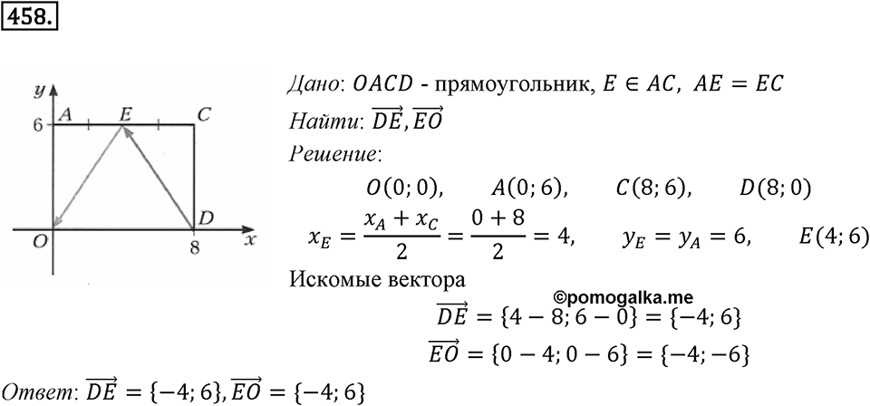 §13. Координаты вектора. Номер №458 — решение 1