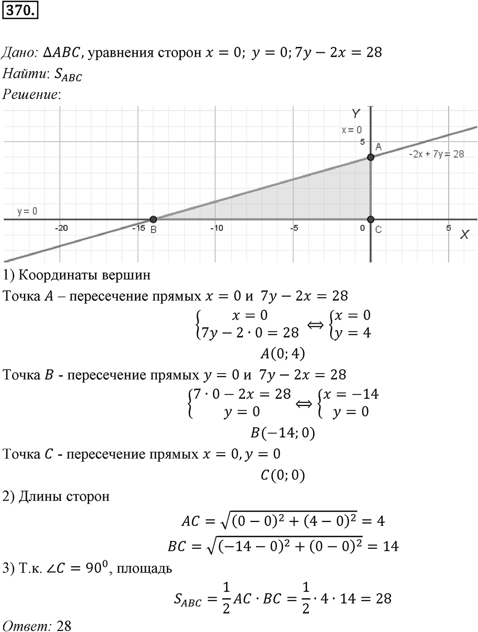 §10. Уравнение прямой. Номер №370 — решение 1
