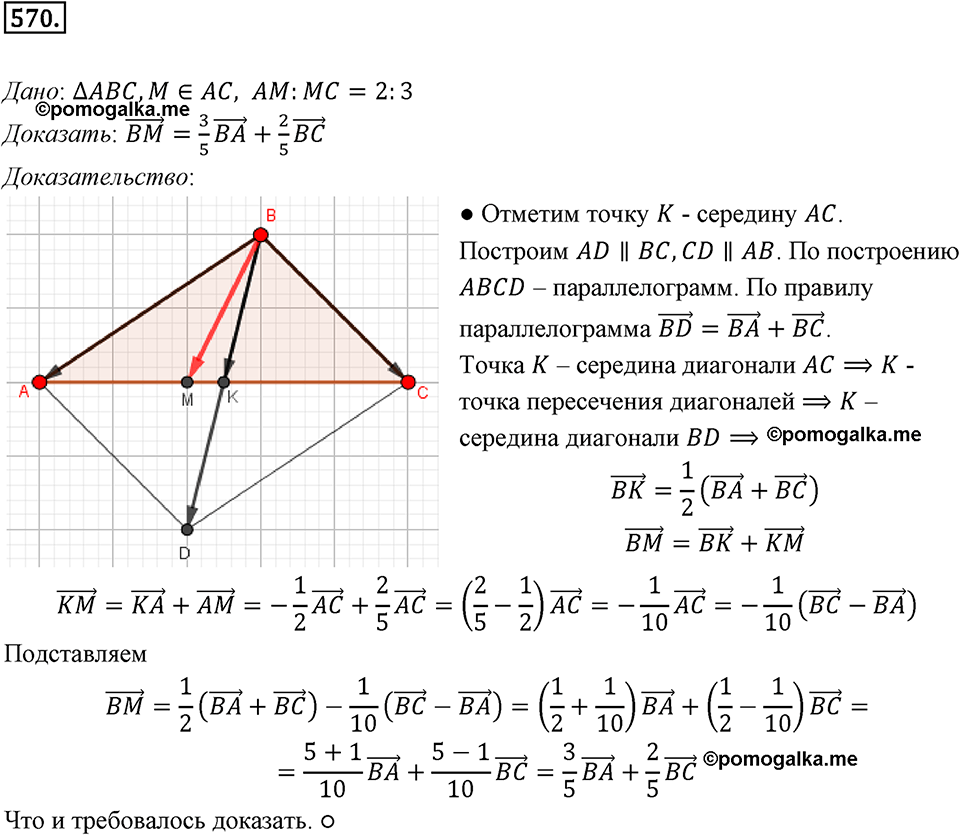 §15. Умножение вектора на число. Номер №570 — решение 1