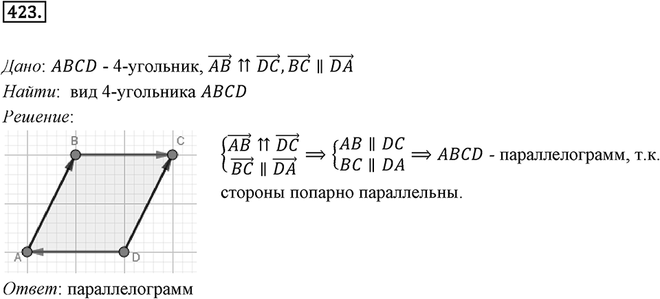 §12. Понятие вектора. Номер №423 — решение 1