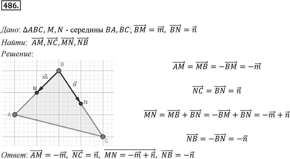 §14. Сложение и вычитание векторов. Номер №486 — решение 1