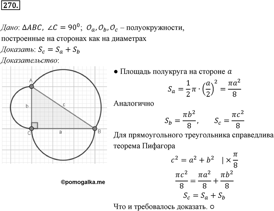 §7. Длина окружности. Площадь круга. Номер №270 — решение 1