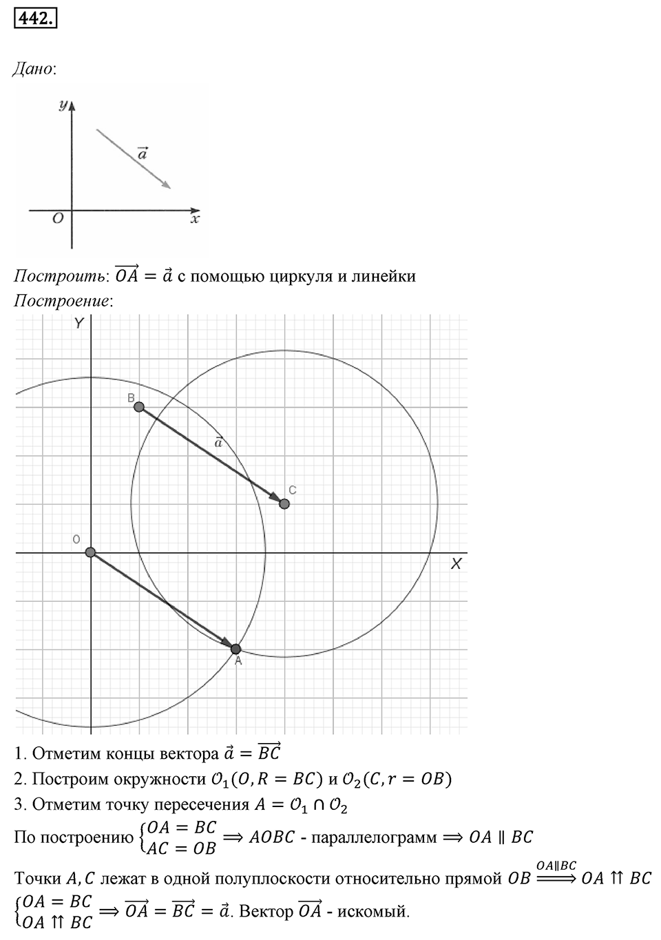 §13. Координаты вектора. Номер №442 — решение 1
