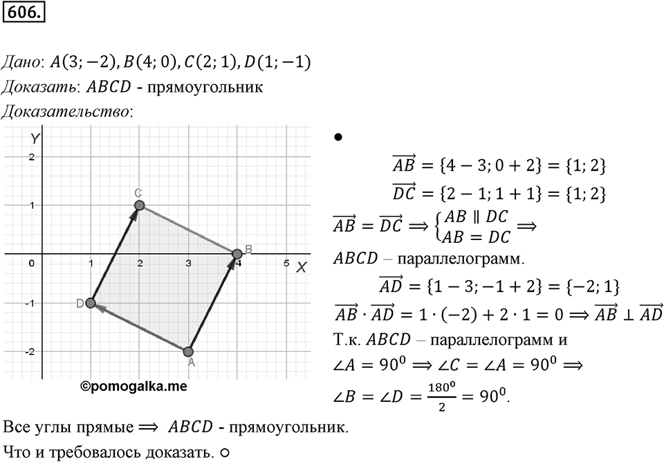 §16. Скалярное произведение векторов. Номер №606 — решение 1