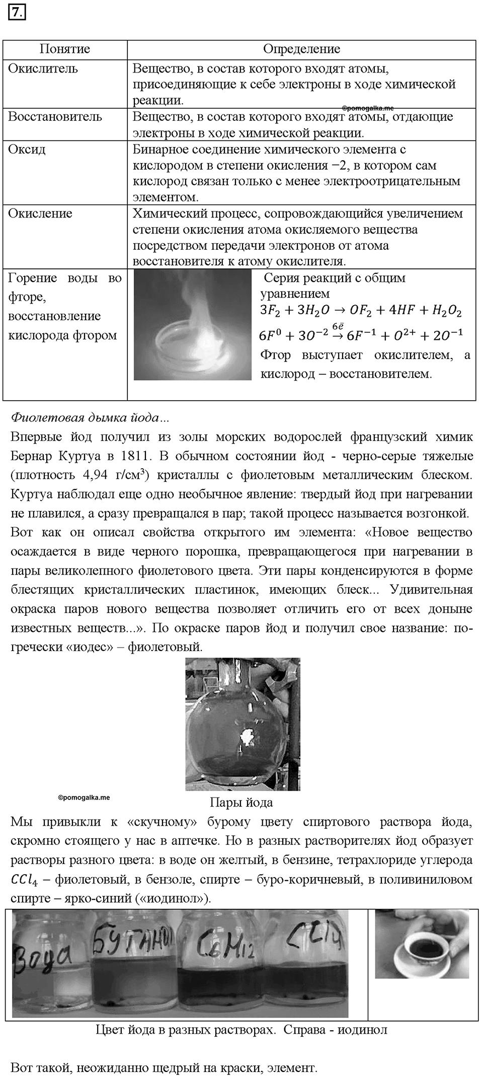 Глава 3. Неметаллы. Получение галогенов. Биологическое значение и применение галогенов и их соединений. Параграф §24. Задание №7 — решение 1