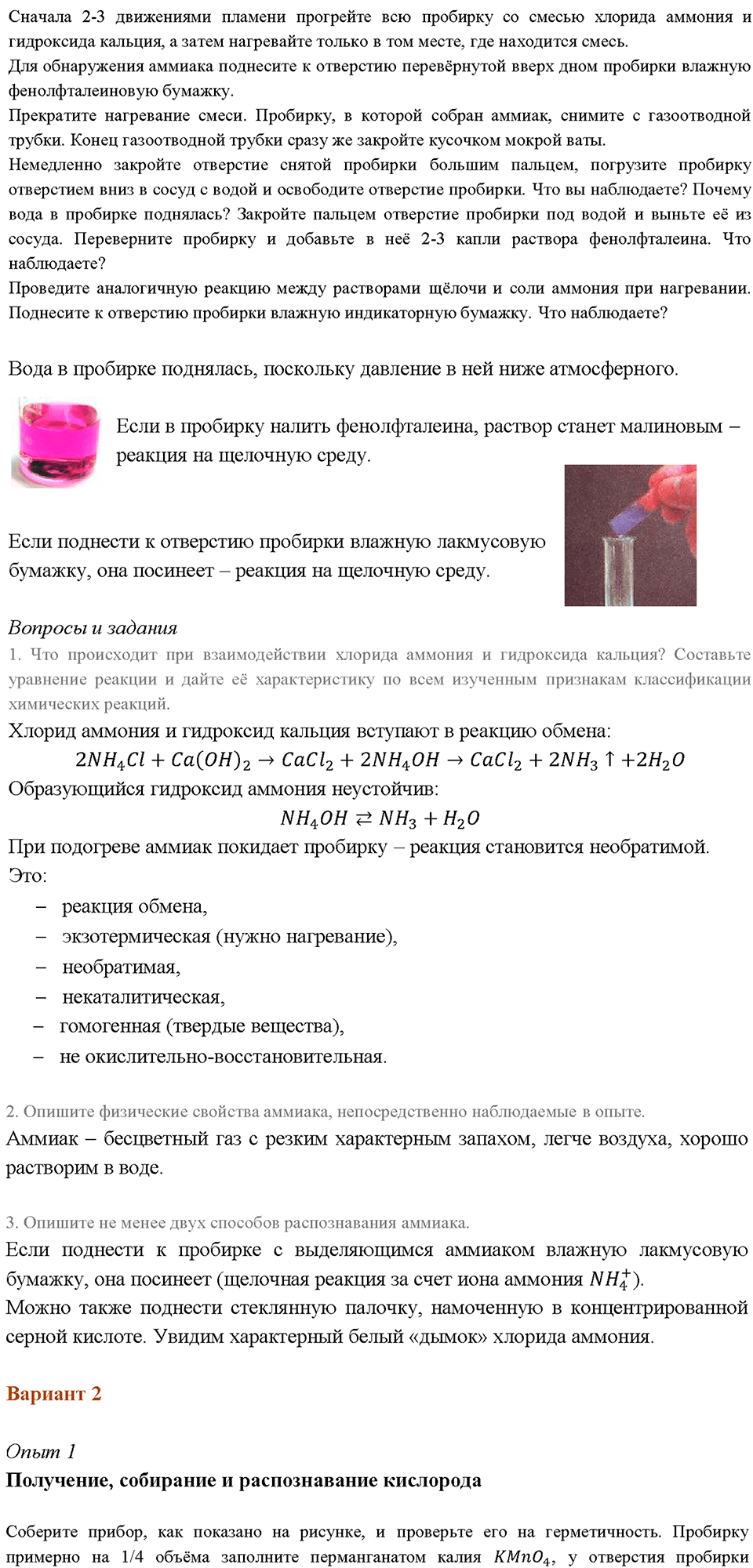 Химический практикум №2. Свойства неметаллов и их соединений. Практическая работа №6. Получение, собирание и распознавание газов — решение 2
