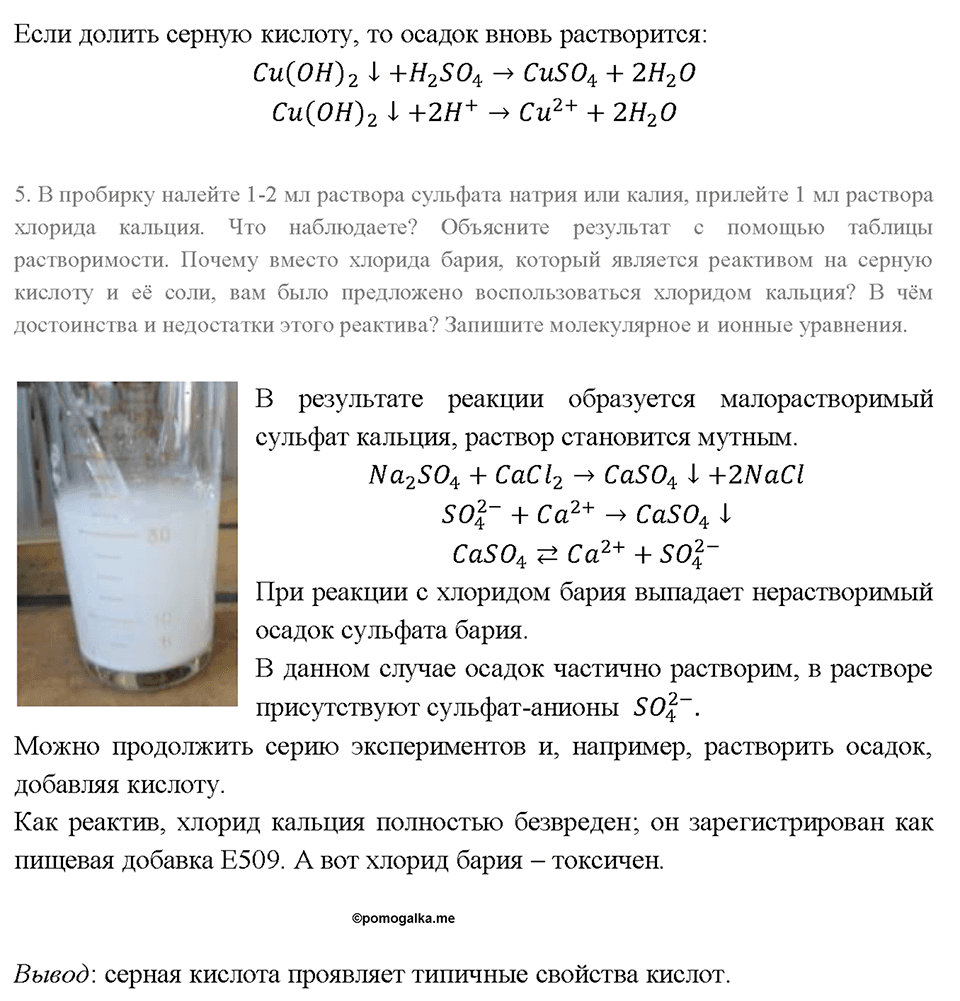 Глава 3. Неметаллы. Соединения серы. Лабораторная работа №29. Свойства разбавленной серной кислоты — решение 2