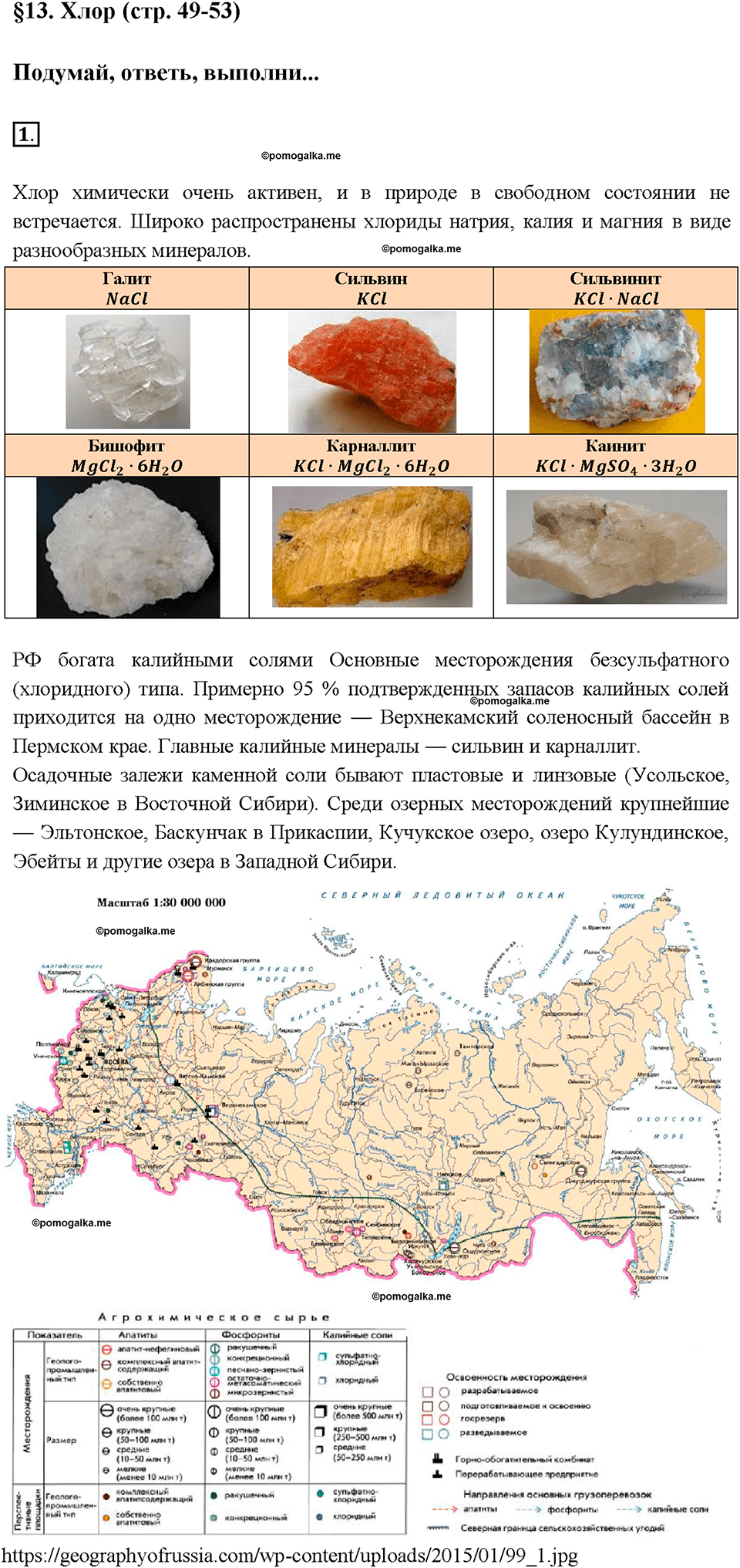 Глава третья. Галогены. §13. Хлор. (стр. 49-53). Подумай, ответь, выполни. Задание №1 — решение 1