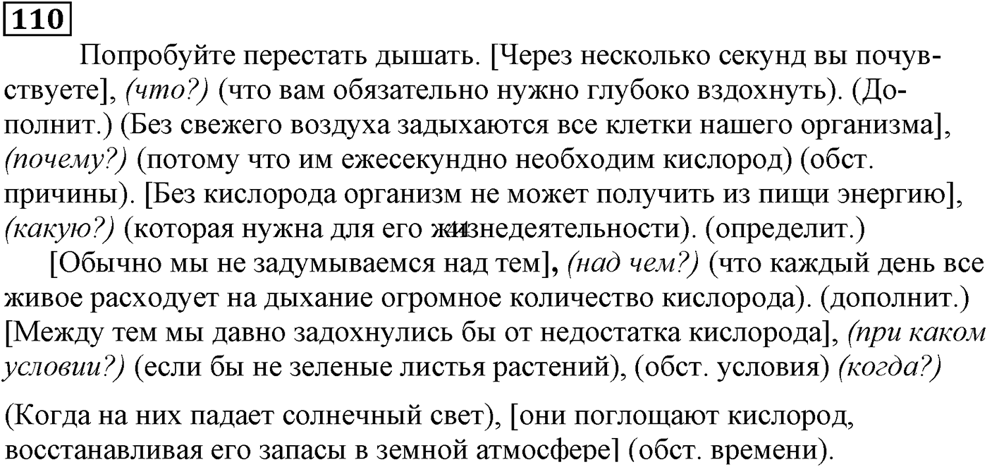 Виды придаточных предложений. Упражнение 110 — решение 2