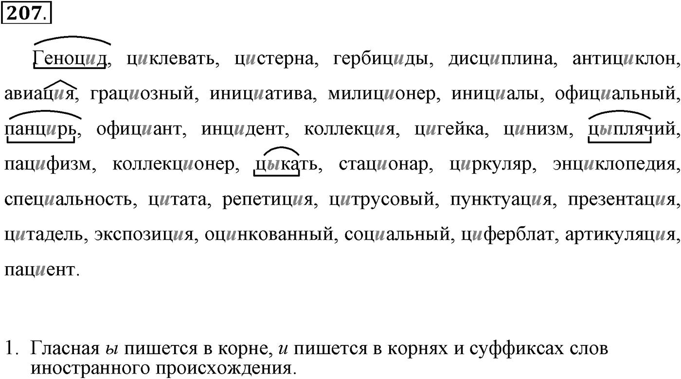 Повторим орфографию. Упражнение 207 — решение 1