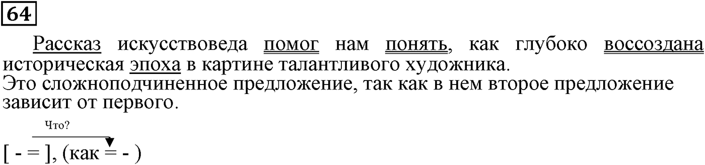 Строение сложноподчинённых предложений. Упражнение 64 — решение 1