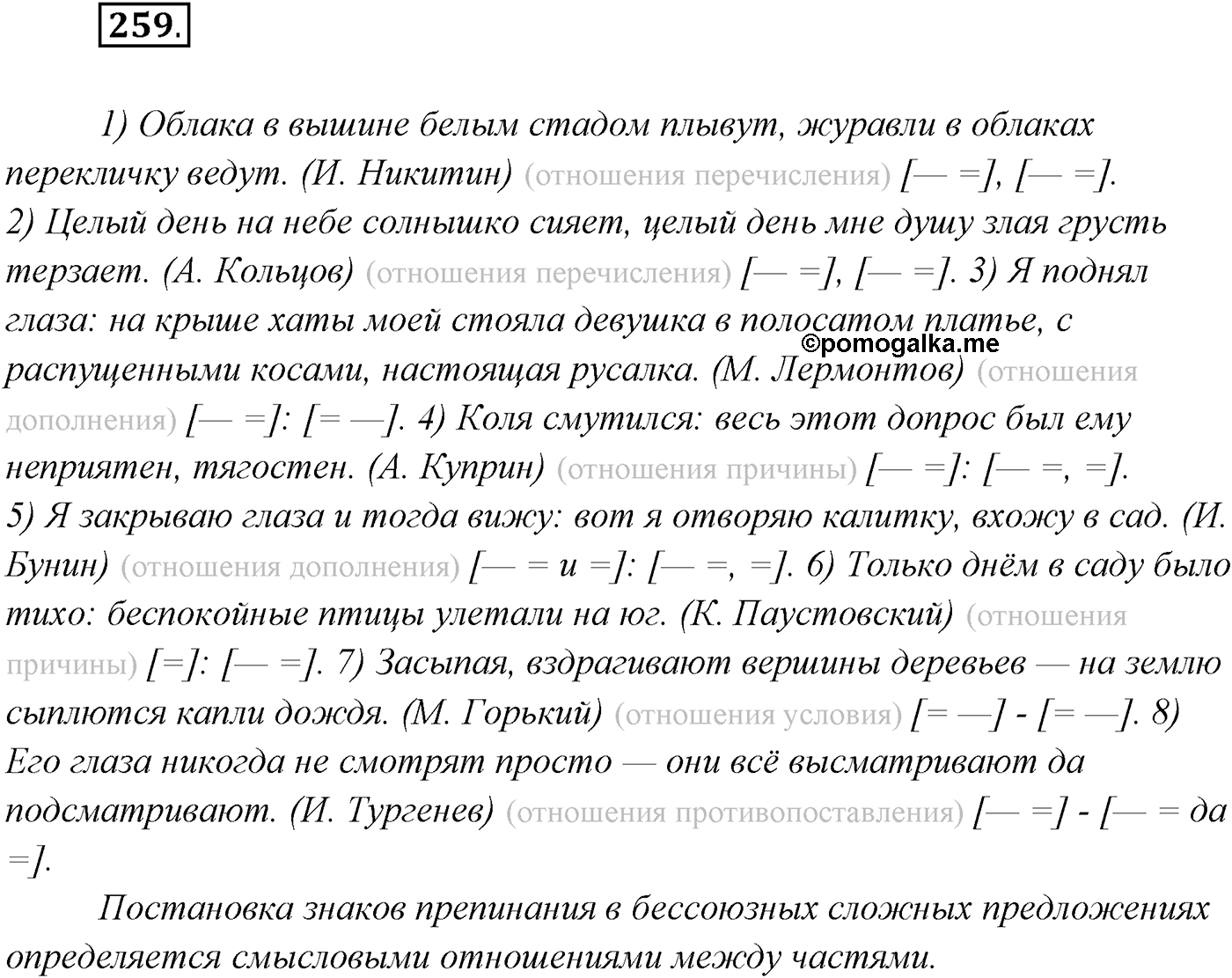 §27. Виды бессоюзных сложных предложений. Упражнение №259 — решение 1