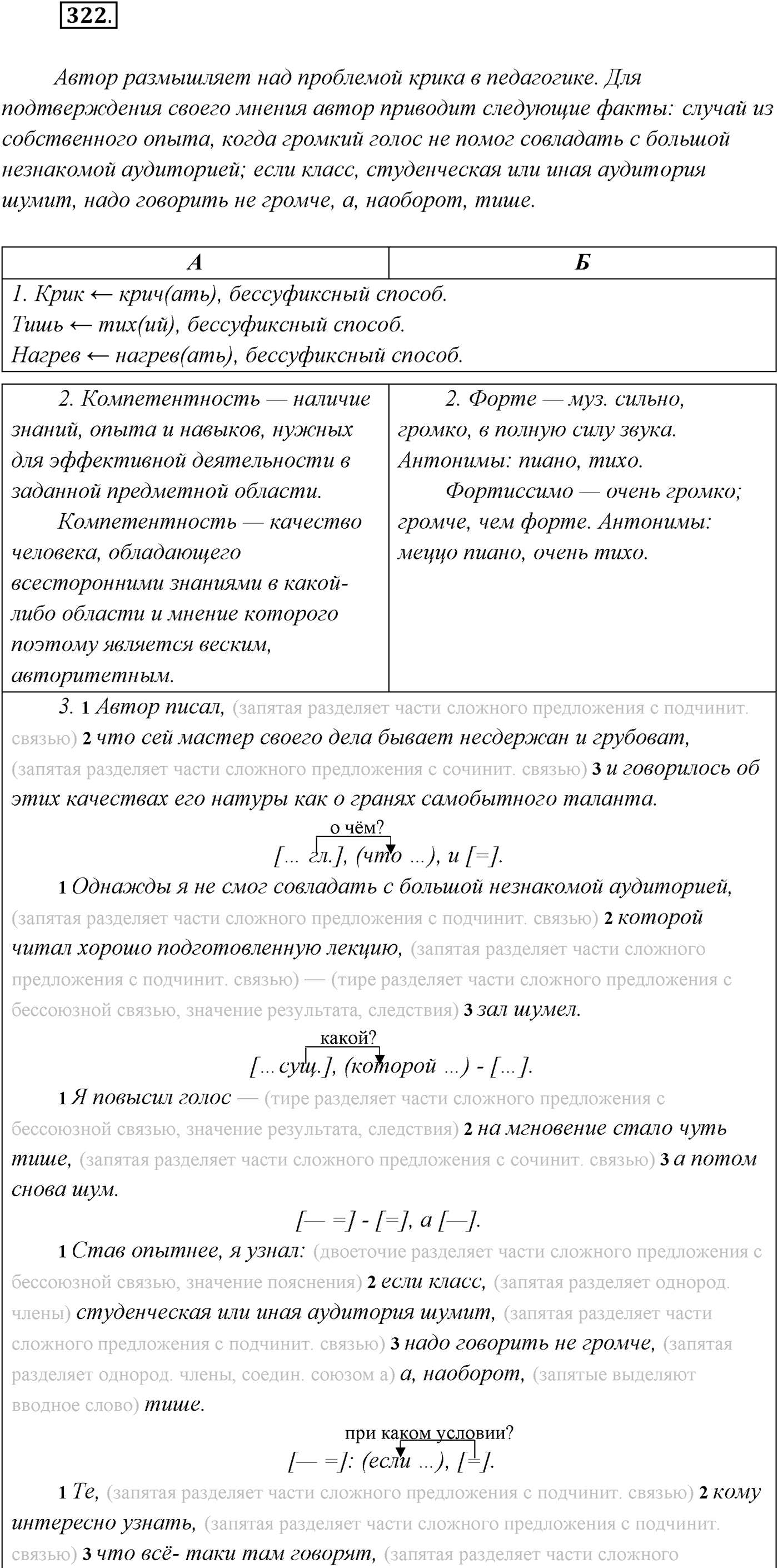 §33. Сложное предложение с разными видами союзной и бессоюзной связи. Упражнение №322 — решение 1