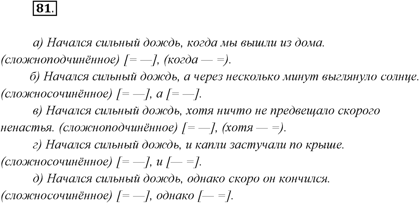 §7. Понятие о сложном предложении. Классификация типов сложных предложений. Упражнение №81 — решение 1