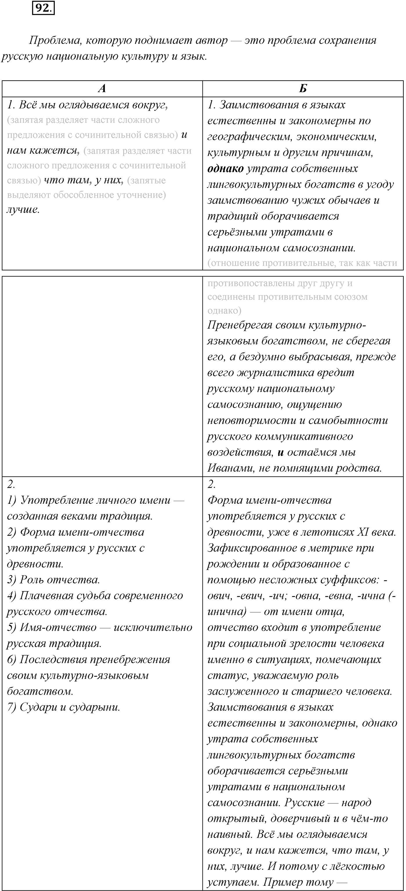 §8. Понятие о сложносочинённом предложении, его строении. Упражнение №92 — решение 1