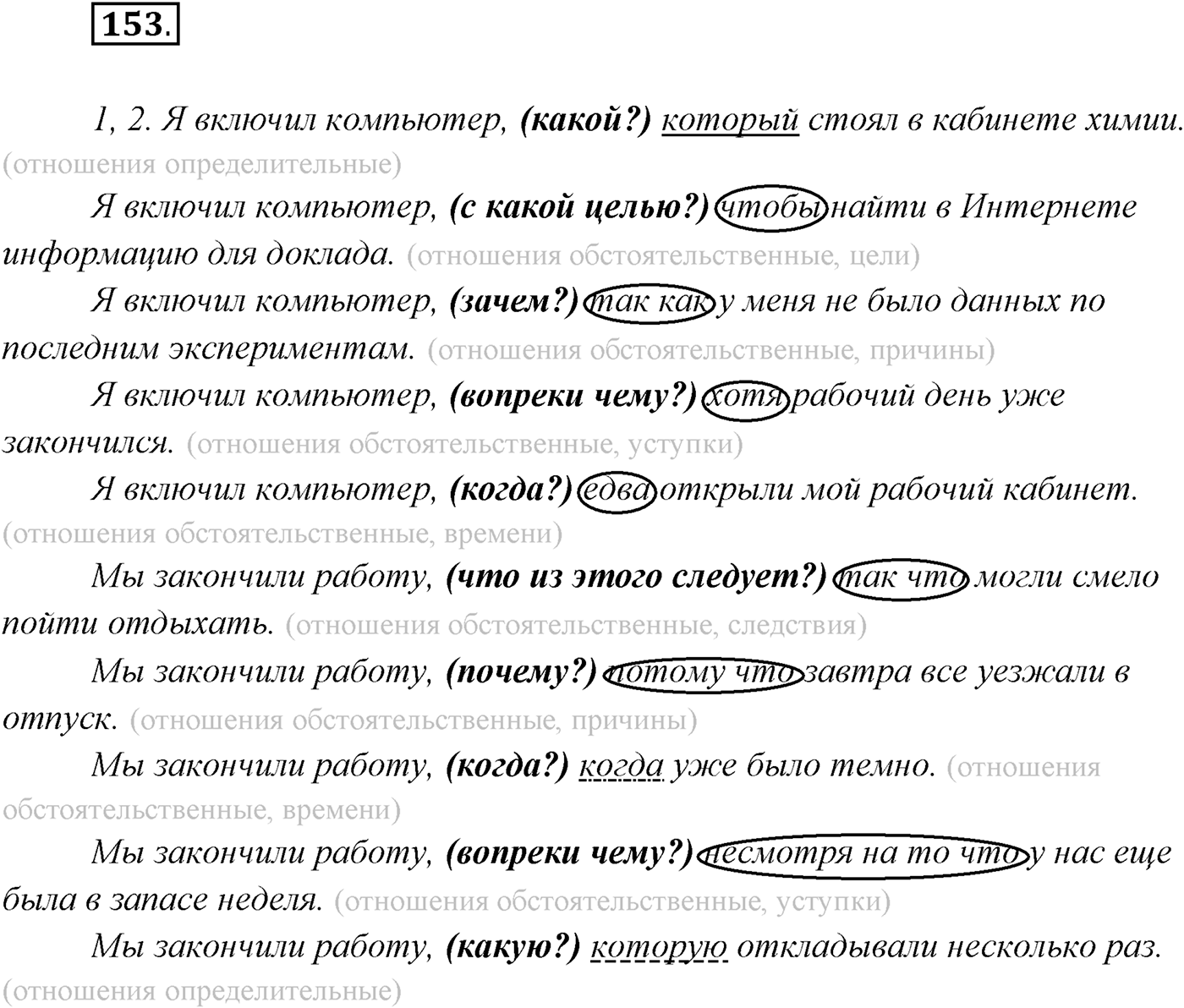 §15. Классификация сложноподчинённых предложений. Упражнение №153 — решение 1