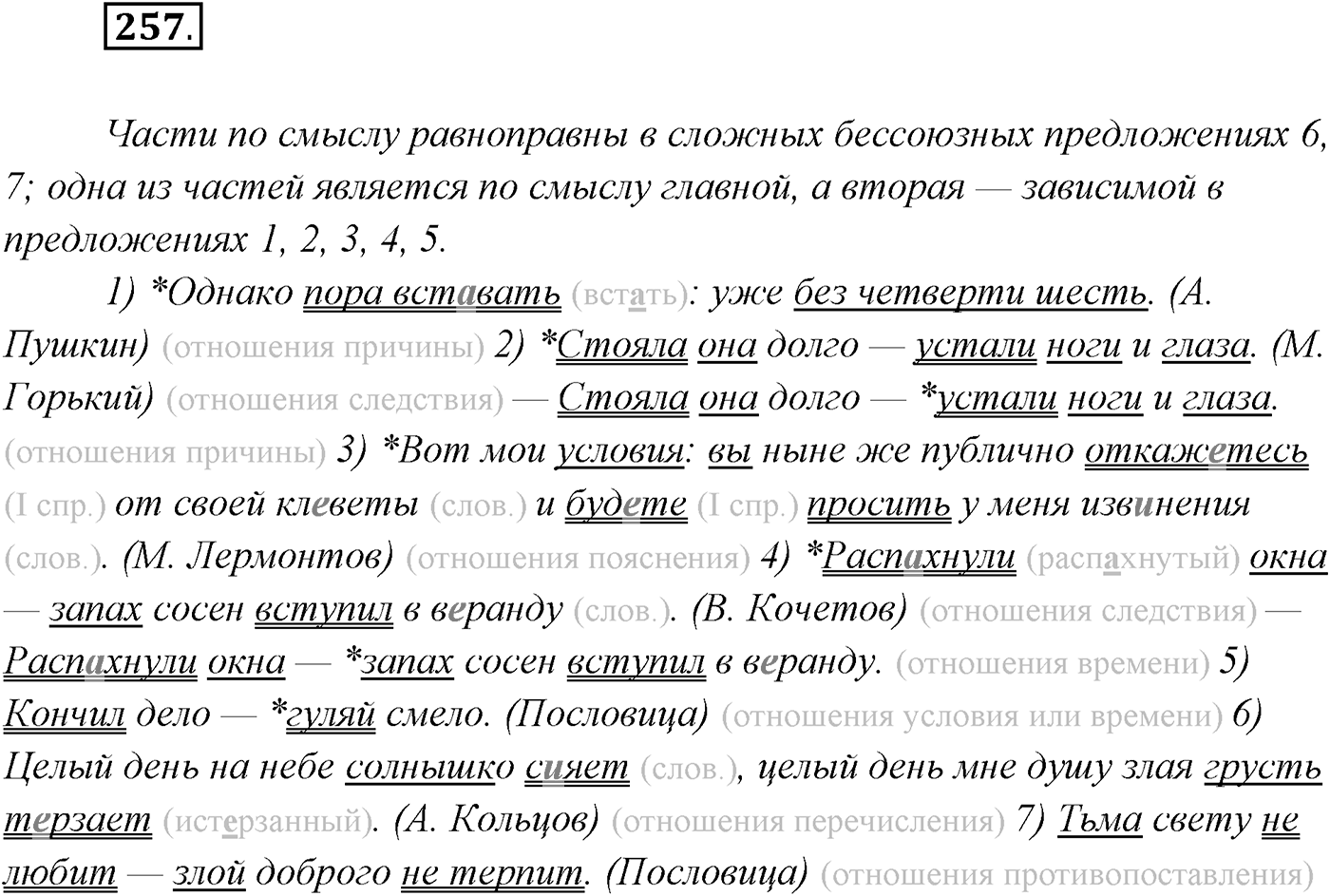 §27. Виды бессоюзных сложных предложений. Упражнение №257 — решение 1
