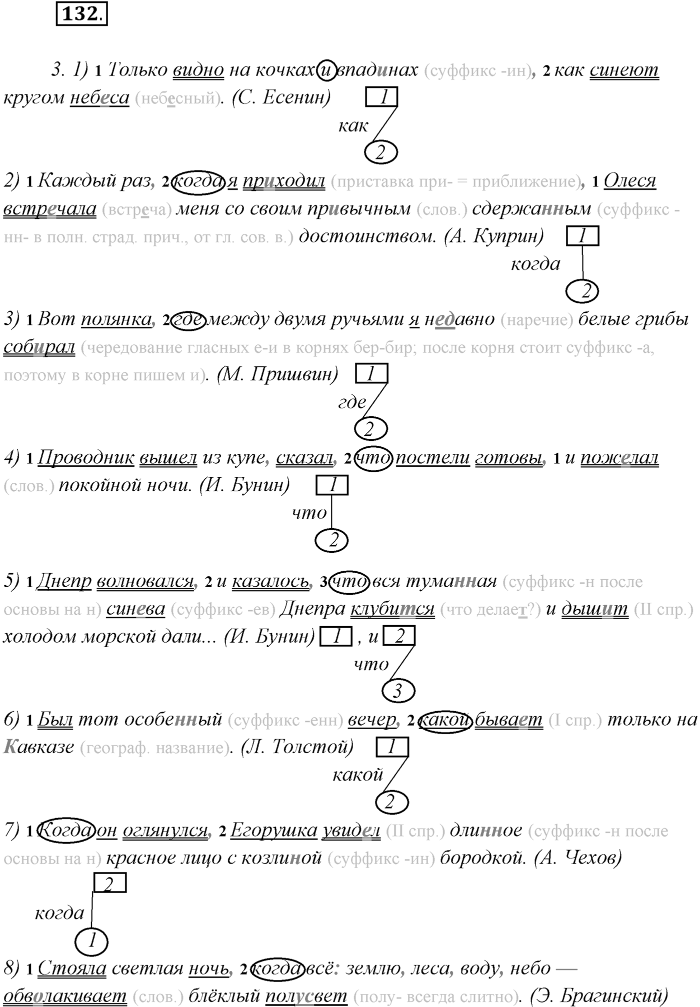 §13. Понятие о сложноподчинённом предложении. Упражнение №132 — решение 1